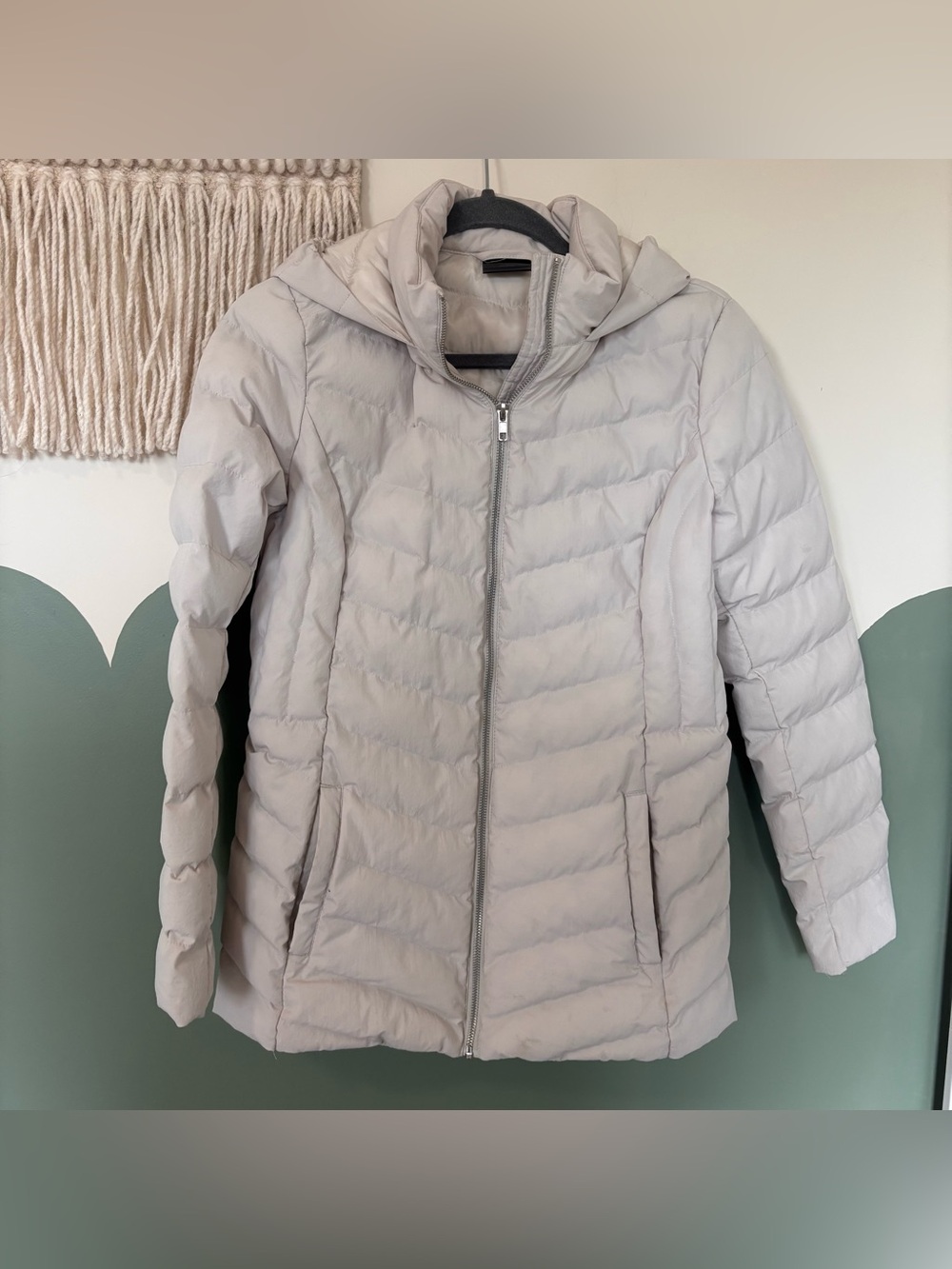 32 Degrees Taupe Hooded Quilted Puffer Jacket